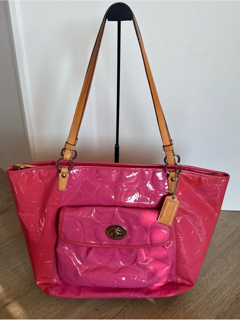 Pink Patent Tote Bag with matching wristlet